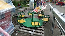 Купить детскую карусель с отдельными сиденьями и рулём  шестиместную